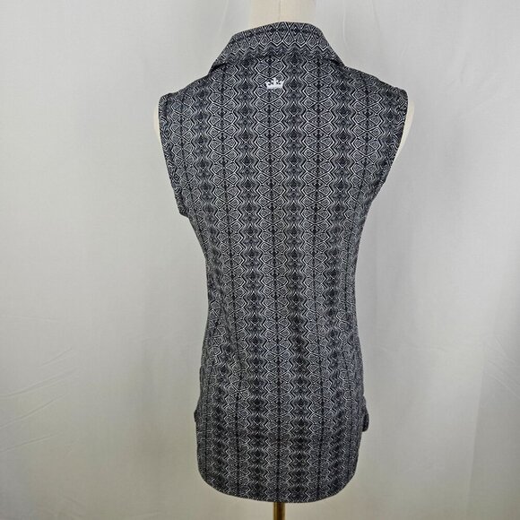 Peter Millar The Players Sleeveless Polo Shirt Small Black White UPF 50+ - Picture 4 of 7
